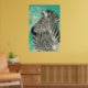 Vintage Zebra Turquoise Art Poster (Living Room 2)