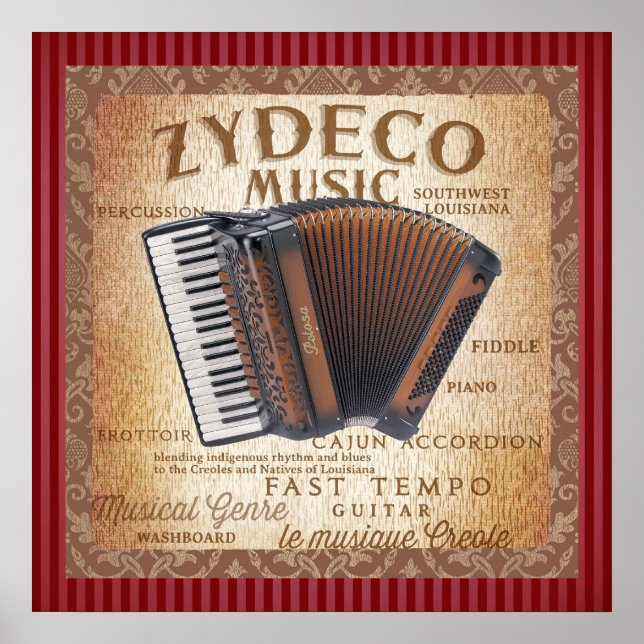 Vintage Zydeco Music Poster (Frente)