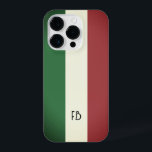 Vintagem antiga Bandeira italiana do monograma per<br><div class="desc">Vintage,  antiga bandeira italiana do monograma personalizado italiano iPhone 14 Pro Case. Cobrir telefônico personalizado com listras tricolore. Design de faixa de estilos retrorreflectores.</div>