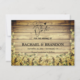 Vintagem rústica de Wodd e flores salvar a data