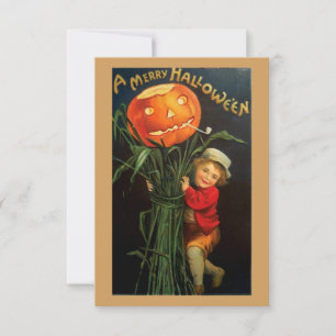 Vinten Halloween Child Segurando Pumpkin Scarecrow