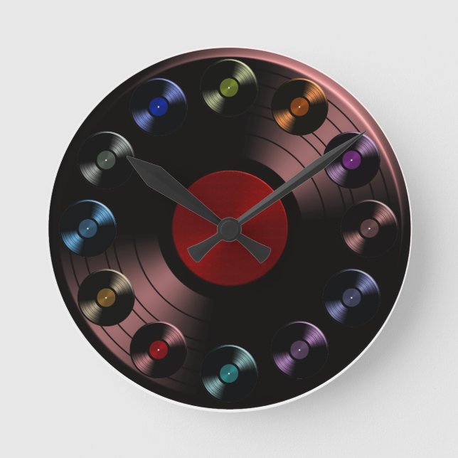 Vinyl Record Album Retro LP Boho Round Relógio (Frente)