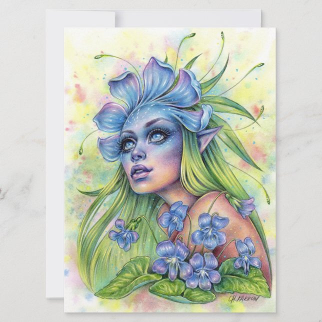 Viola Fantasy Flower Fae Enchantress Art Card (Frente)