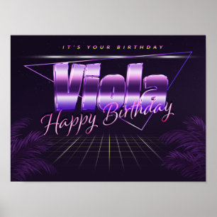 Viola Name Vorname lila retro Poster Geburtstag