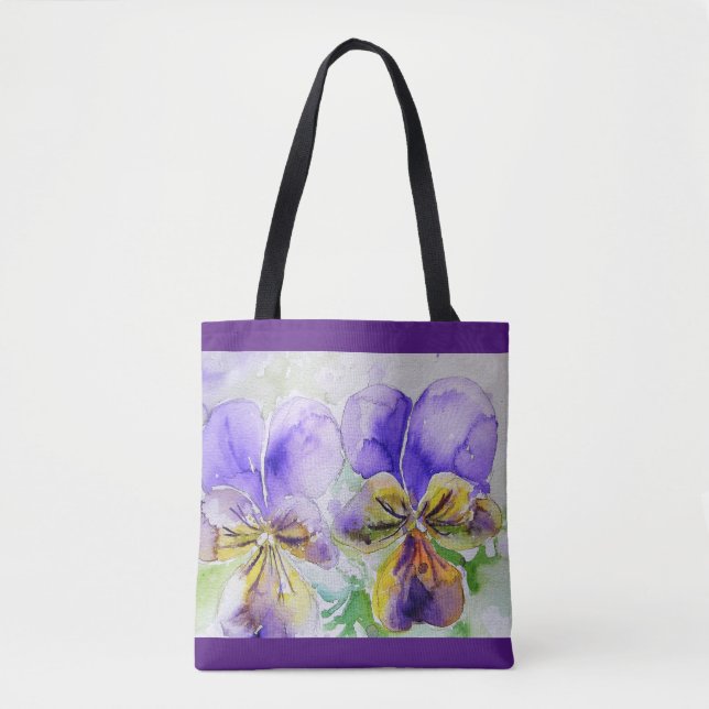 Viola Pansy Flores Florais Violeta Girls Tote (Frente)