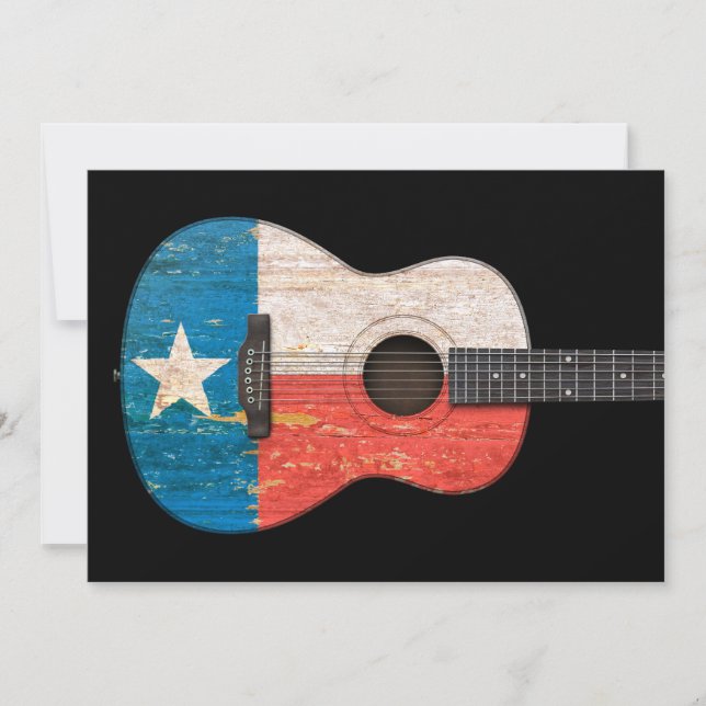 Violão Acústico de Bandeira do Texas envelhecido e (Frente)