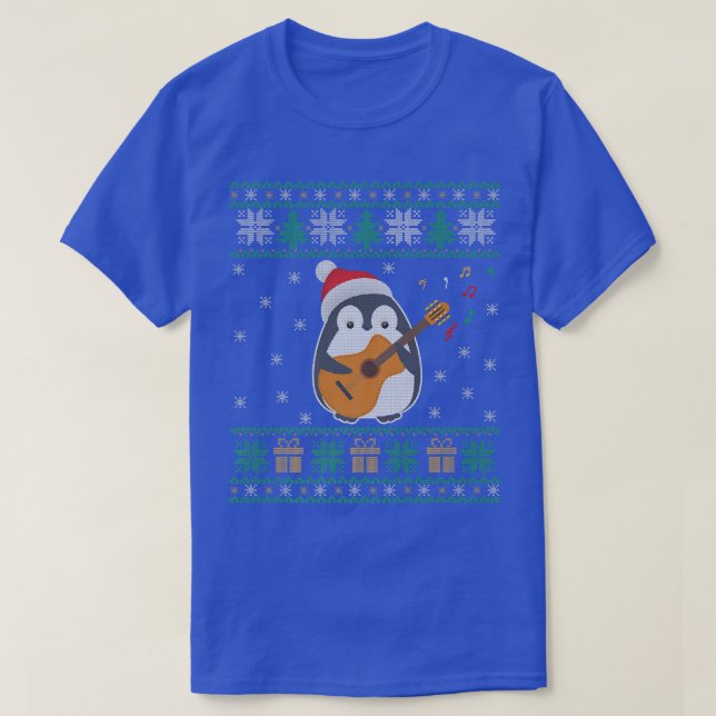 Violão Feio Natal Suéter Pinguim Família Xmas (Frente do Design)