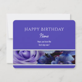 Violet Blue Rose Happy Birthday Greeting Card