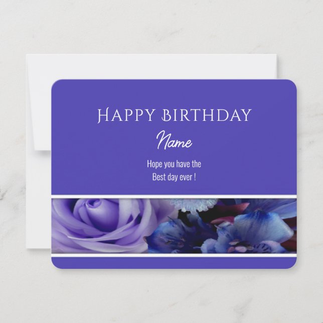 Violet Blue Rose Happy Birthday Greeting Card (Frente)
