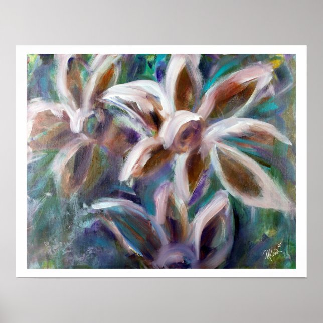 Violet Floral Abstrato Art Poster (Frente)