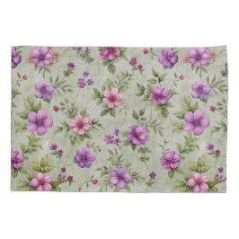 Violet Floral Patterm Pillowcase