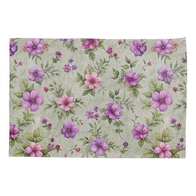 Violet Floral Patterm Pillowcase (Verso)