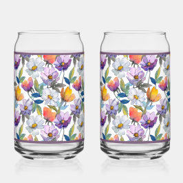 Violet Flower Soda Glass