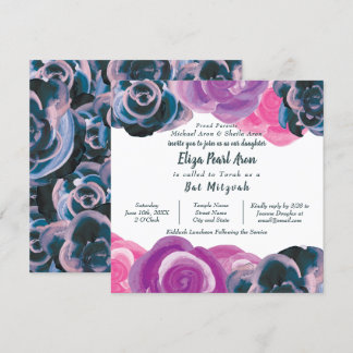 Violet Purple Roses Bat Mitzvah Convite