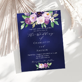 Violet rosa azul-floral convite para casamento