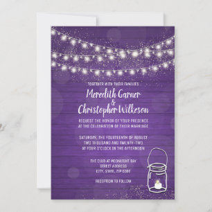 Violet Rustic Mason Jar Lights Convite De Casament