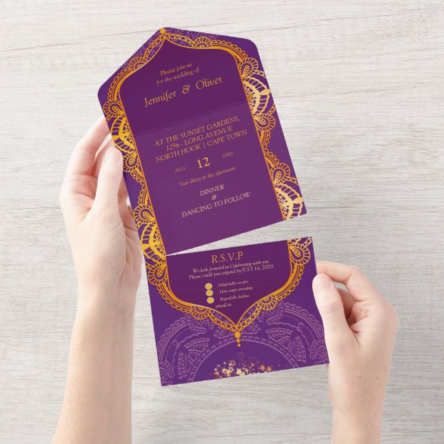 Violeta com Dourado Mandalas (Aba destacável)