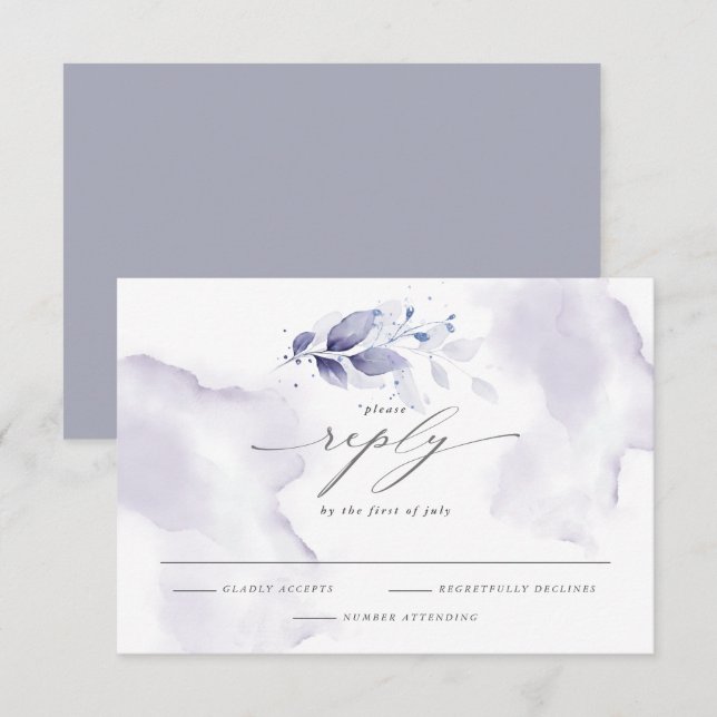 Violeta de Folhagem de Aquarela RSVP Elegante (Frente/Verso)