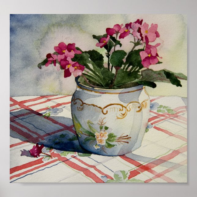 Violetas africanos de 1790 em Impressão Pote azul (Frente)