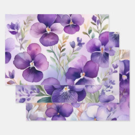 Violetas Florais Elegantes em Aquarela Roxa