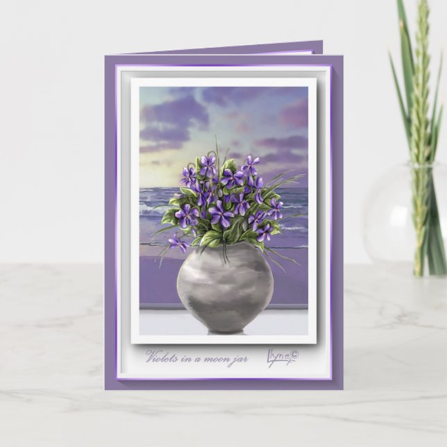 violetas num cartão de aniversário de lua (Frente)