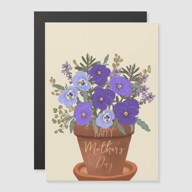 Violetas Roxas em um Vaso – Presente Floral do Dia (Frente/Verso)