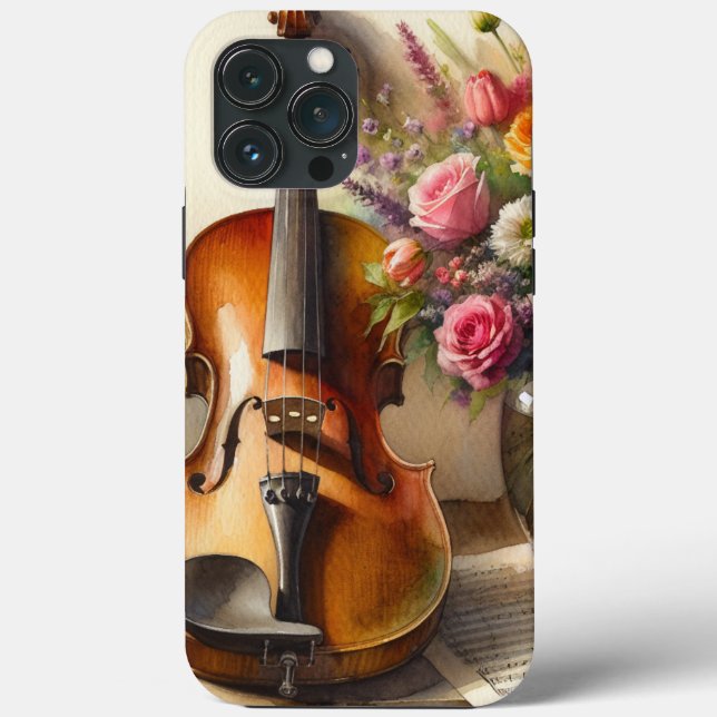 Violino, Música Folha e Vaso de Flores (Verso)