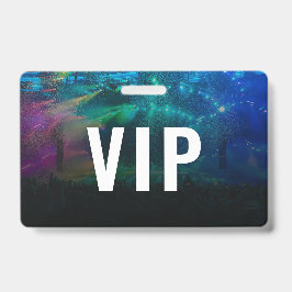 VIP com código QR e Crachá de ID Horizontal de Fot