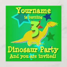 Virando 3 Convites de festas de dinossauro de aniv