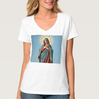 Virgem Abençoada Maria Camiseta do Pescoço das Mul