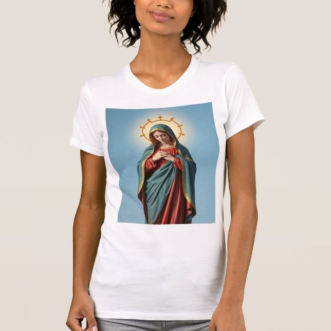 Virgem Abençoada Maria Camiseta feminina (Frente)
