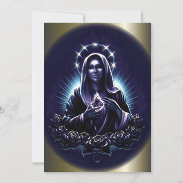 Virgem Abençoada Mary e Rosas Roxos (Frente)