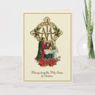 Virgem Católica de Natal Mary Jesus Cartão Floral
