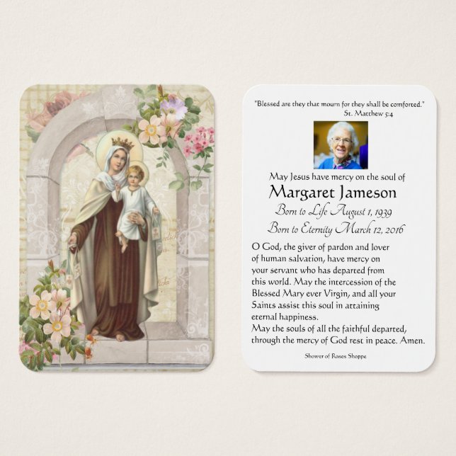 Virgem Católica Maria Oração Funeral Cartão Memori (Frente & Verso)