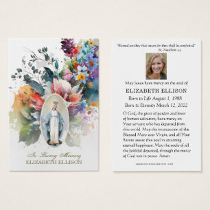 Virgem Floral Mary Fatima Cartão Funeral de Oração