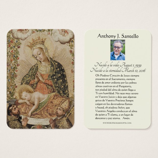 Virgem Funeral Espanhola Mary Jesus Orador Memoria (Frente & Verso)