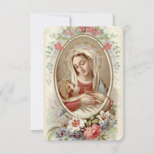 Virgem Maria abençoada com bebê Jesus & flores