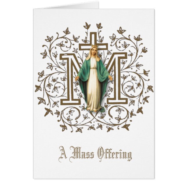 Virgem Maria Cartão de Oferta de missa religiosa c (Frente)