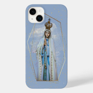 Virgem Maria Céu Católico Azul e Dourado