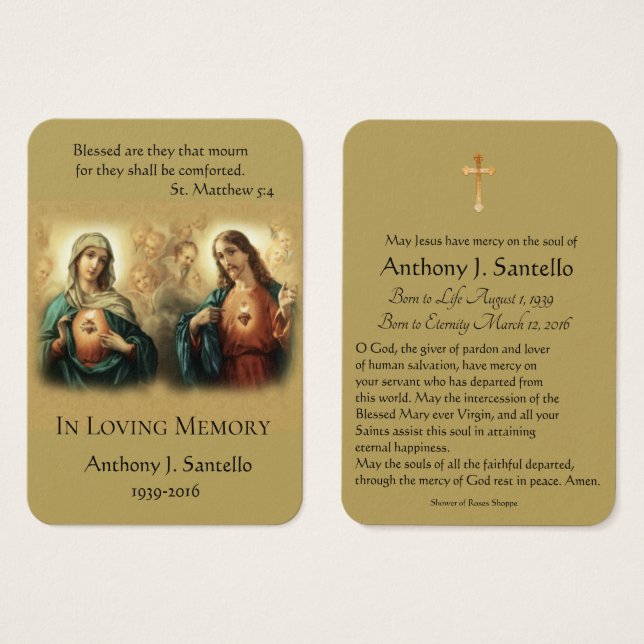 Virgem Maria e Jesus Memorial Funeral Santa (Frente & Verso)