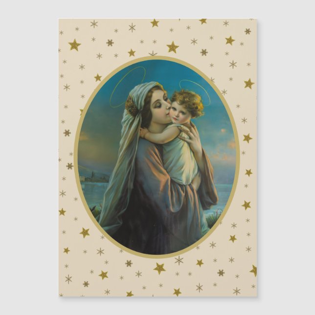 Virgem Maria e Menino Jesus em Fundo Estrelado (Frente)