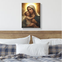 Virgem Maria e Menino Jesus Impressão em Tela Esti