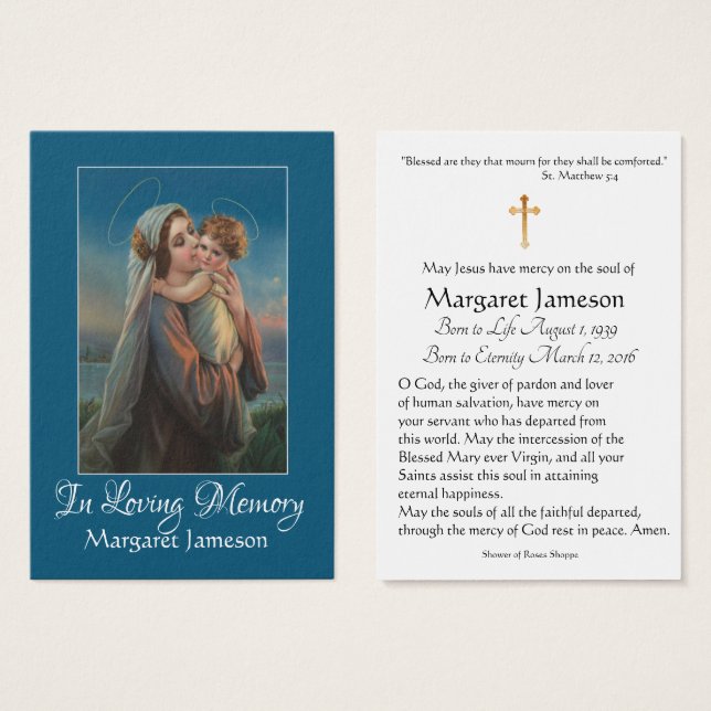 Virgem Maria Jesus Memorial Funeral Santa - (Frente & Verso)