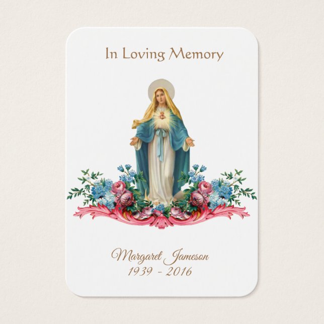 Virgem Maria Memorial Funeral Católico Santa Carte (Frente)