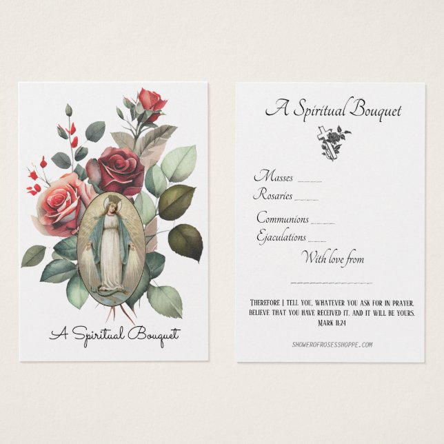 Virgem Maria Oração Espiritual de Buquê Santa (Frente & Verso)
