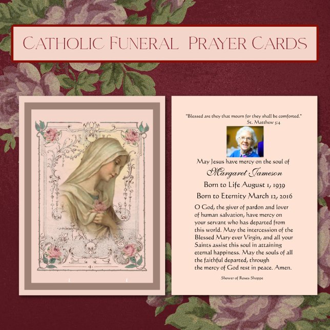 Virgem Maria Oração Funerária Católica Santa (Traditional Catholic Funeral Prayer Cards - Easy to personalize )