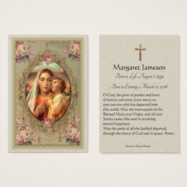 Virgem Maria Rosa Simpatia Condolência Santa (Frente & Verso)