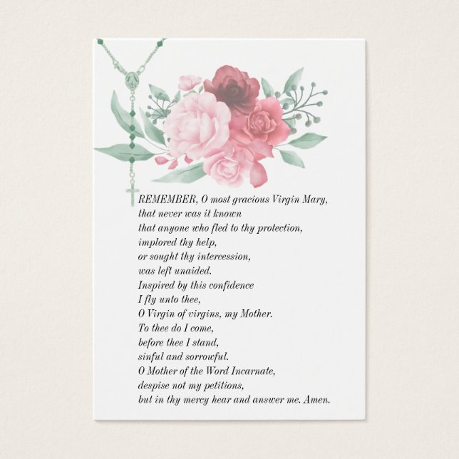 Virgem Mary Memare Prayer Funeral Prayer Card (Frente)