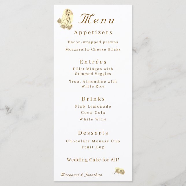Virgem Mary Sepia Católica Wedding Menu (Frente)