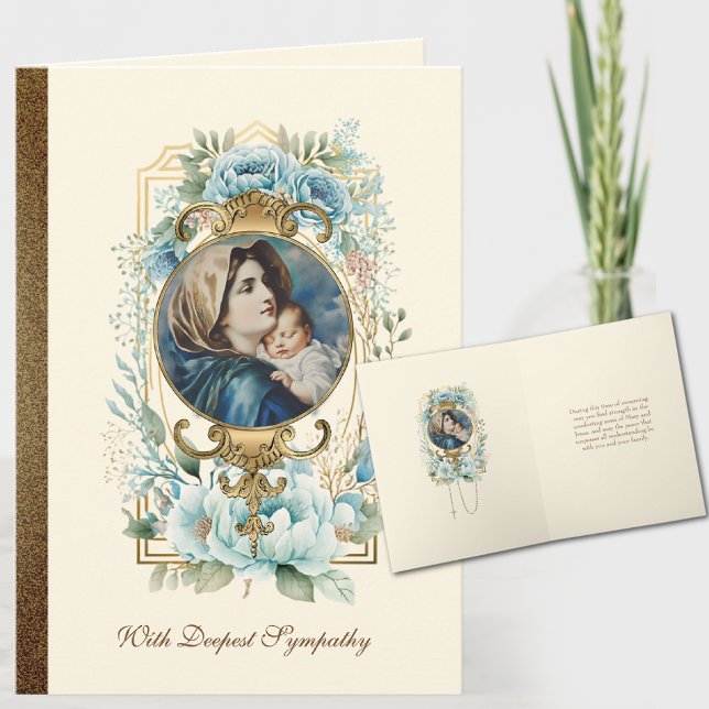 Virgem Religiosa Maria Jesus Cartão de condolência (Traditional Catholic Madonna of the Street Funeral Sympathy Condolence Cards)